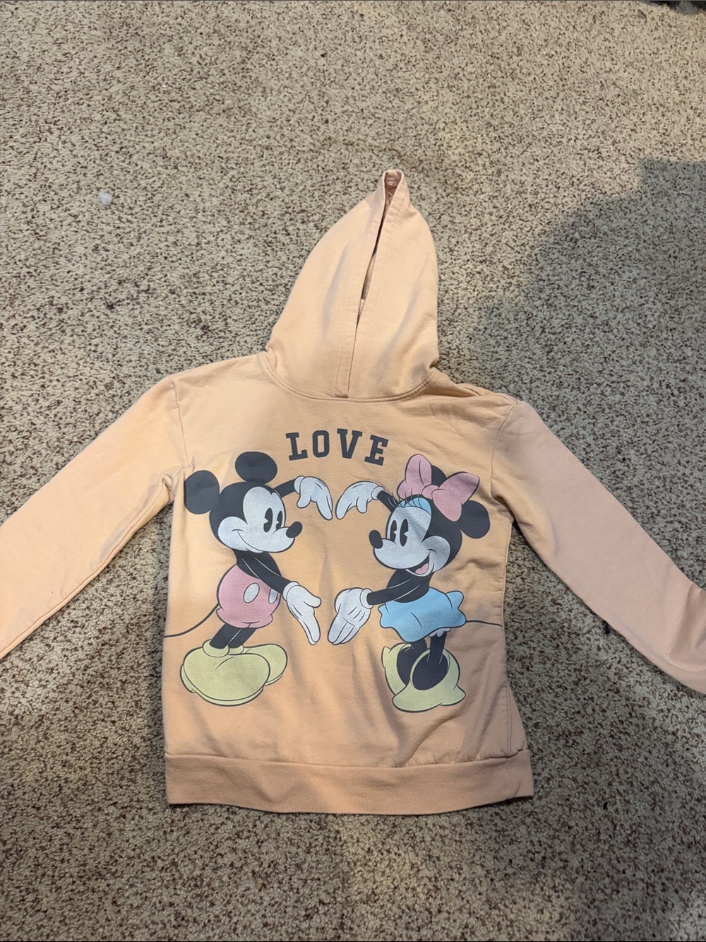 Disney Peach Kids Hoodie with Mickey & Minnie Love Graphic